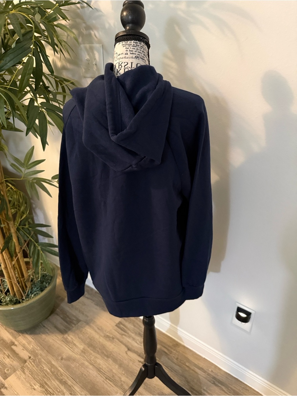 New. Zenana Outfitters Navy Blue Hooded Pullover Sweatshirt - Picture 2 of 2